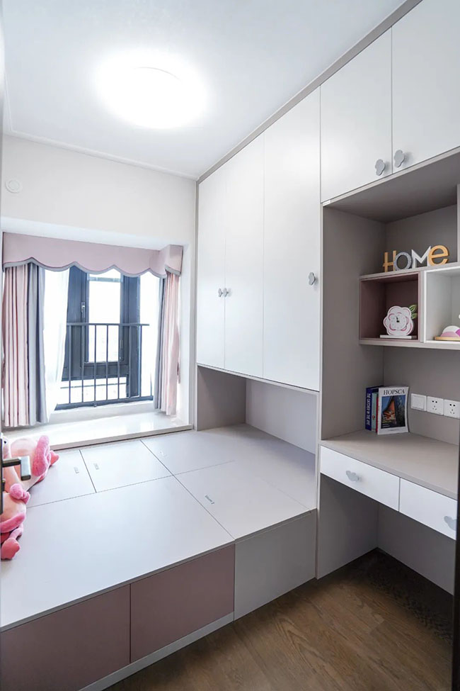 95㎡三居，巧用實(shí)用搭配，客房改書(shū)房，體驗(yàn)輕奢小生活。